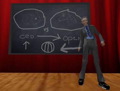 Cleng Beck at chalkboard