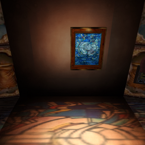 Second Life Stained Glass Wall Fountain - blue Marc Chagall-like image