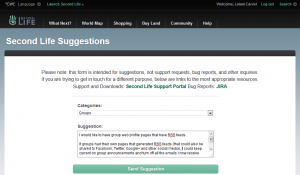 Second Life Suggestion, Group Page RSS