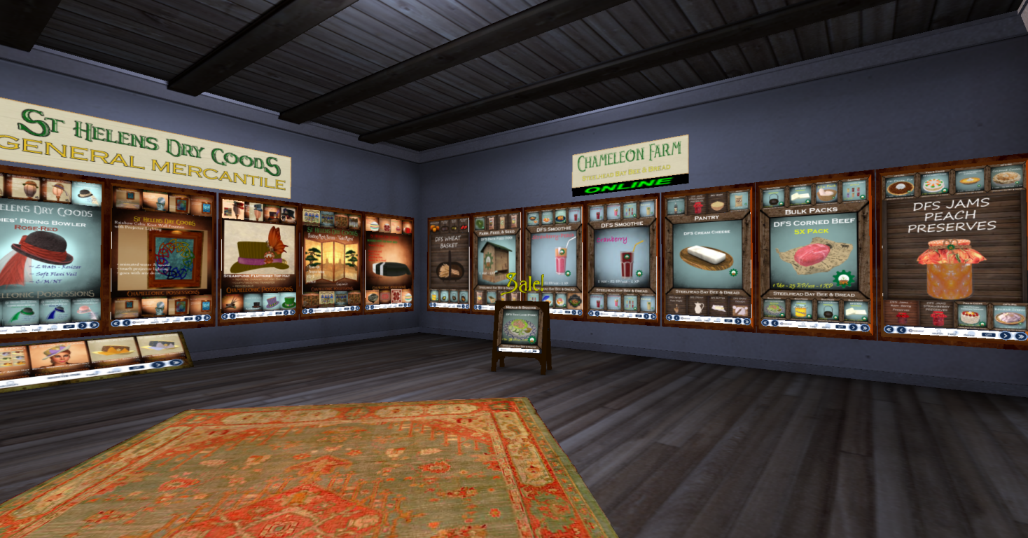 My Second Life Shop - vendors for things I created on the left and DFS on the right
