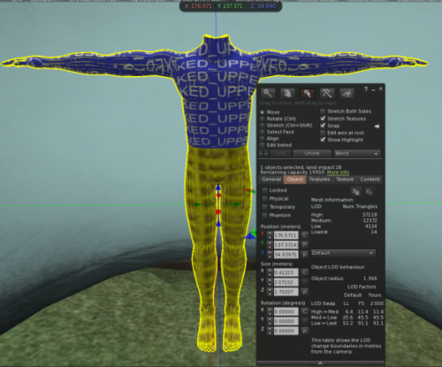 Second Life Blake Avatar with no baked textures